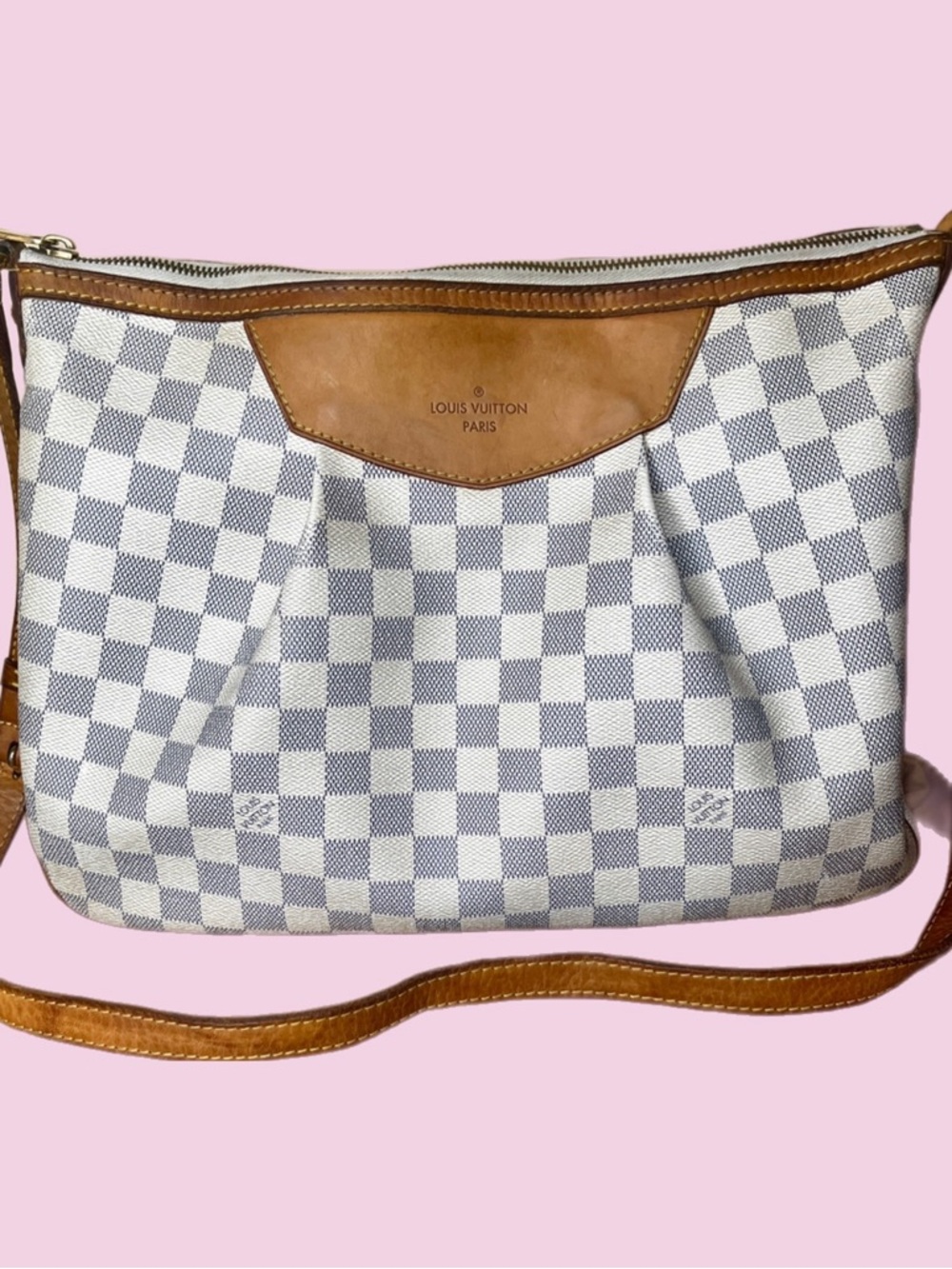 LOUIS-VUITTON DAMIER AZUR SHOULDER BAG w/DUST BAG & COA